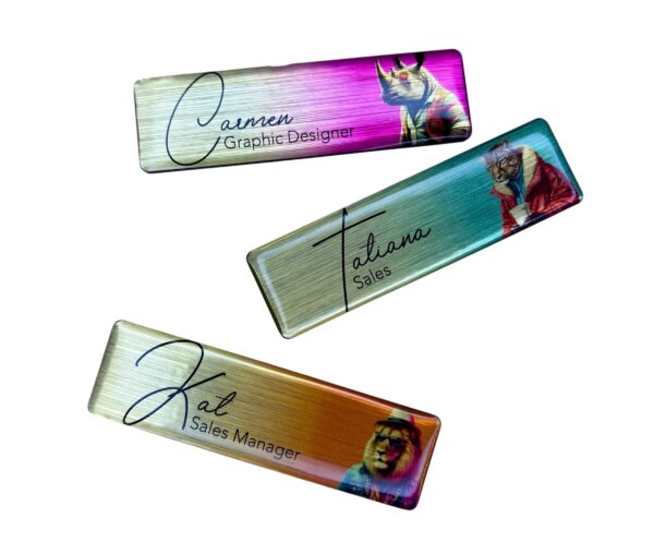 Silver/Gold Domed Name Badge (Pin Back) - Image 2